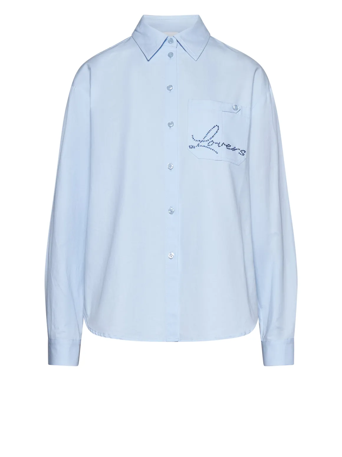 Shirt with calligraphic embroidery