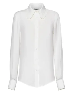 Shirt with embroidered collar