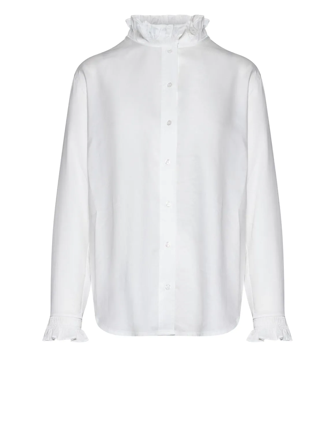 Shirt with gathered collar with an elegant charm