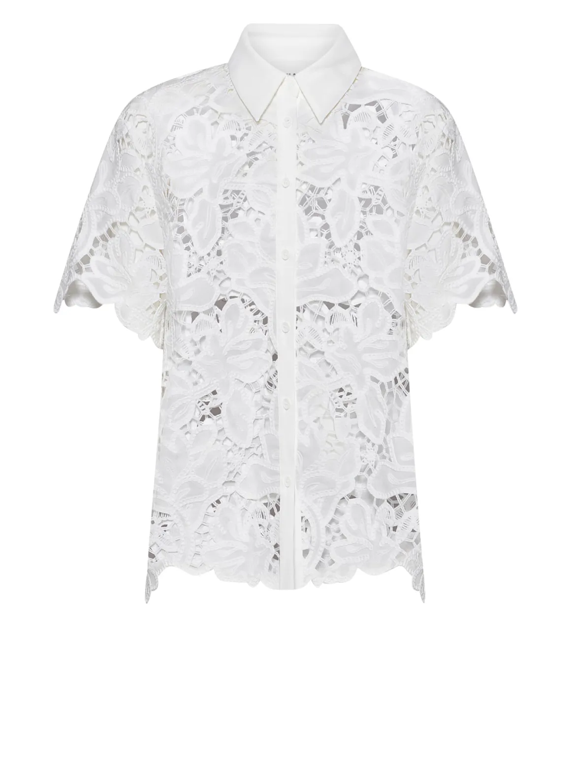 Shirt with ornamental workmanship and short sleeves