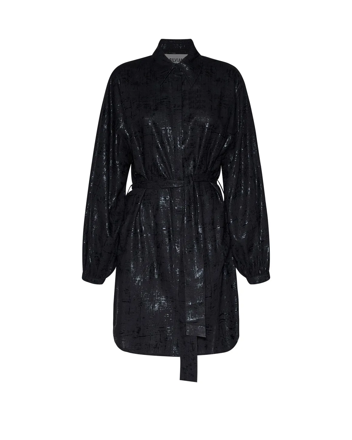 Shirtdress with Decorated Surface and Matching Belt