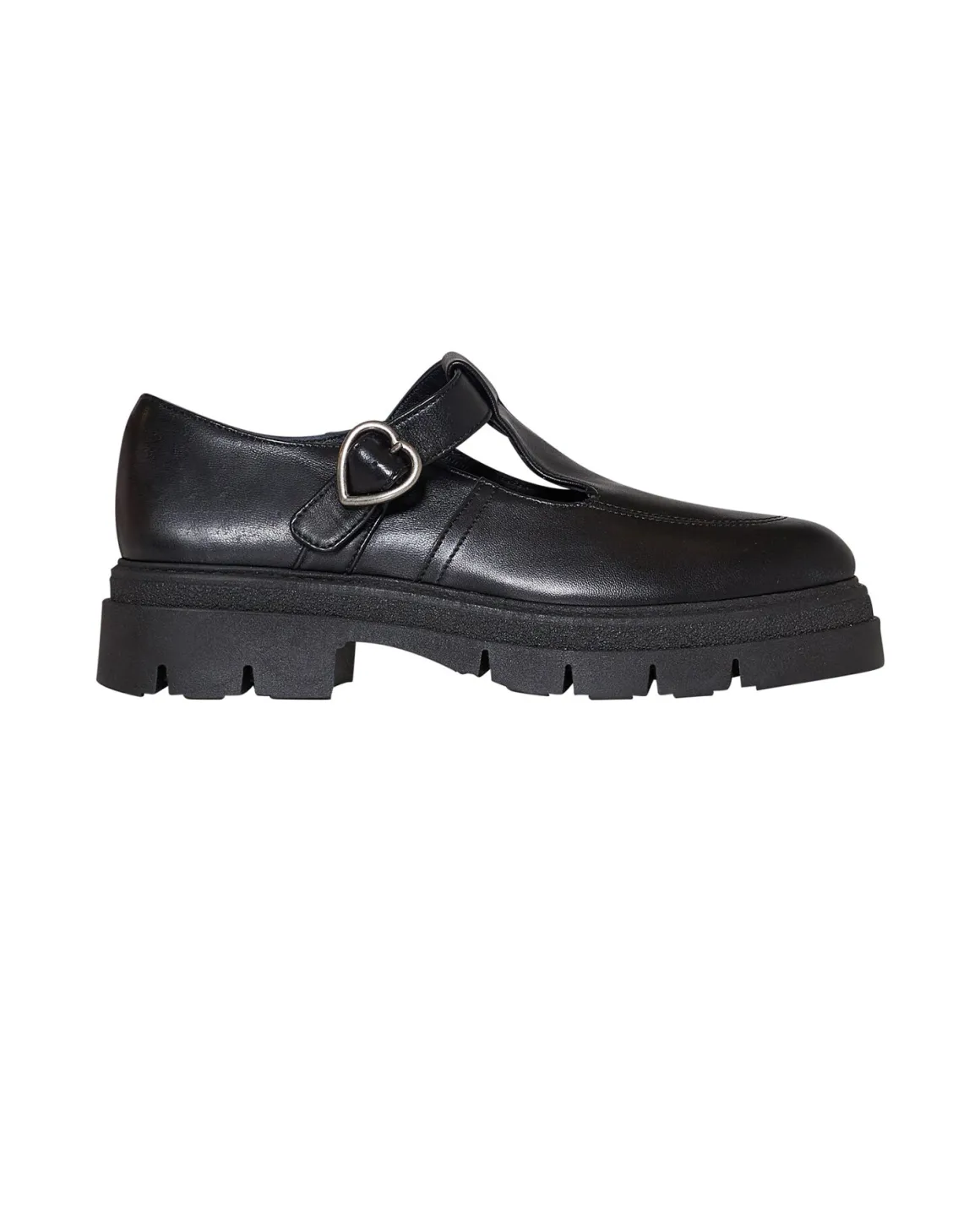 Shoe with strap and structured sole