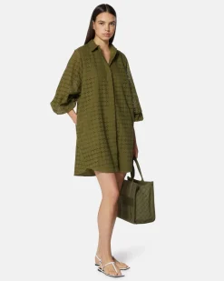 Short chemisier dress in sangallo