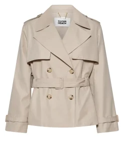 Short double-breasted trench coat with a refined design