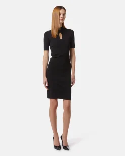 Short knitted dress with high collar