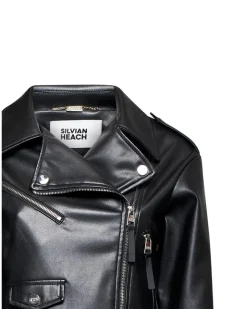 Short leather biker jacket
