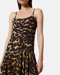 Short leopard dress with asymmetrical length