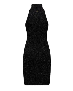 Short lurex dress with high neck