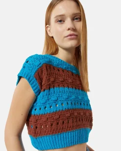 Short top in two -tone broken jersey