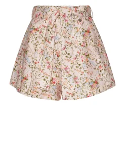 Shorts with floral print and structured design