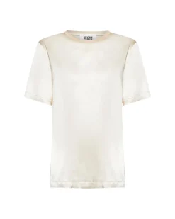 Short-sleeved satin T-shirt