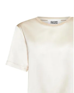 Short-sleeved satin T-shirt