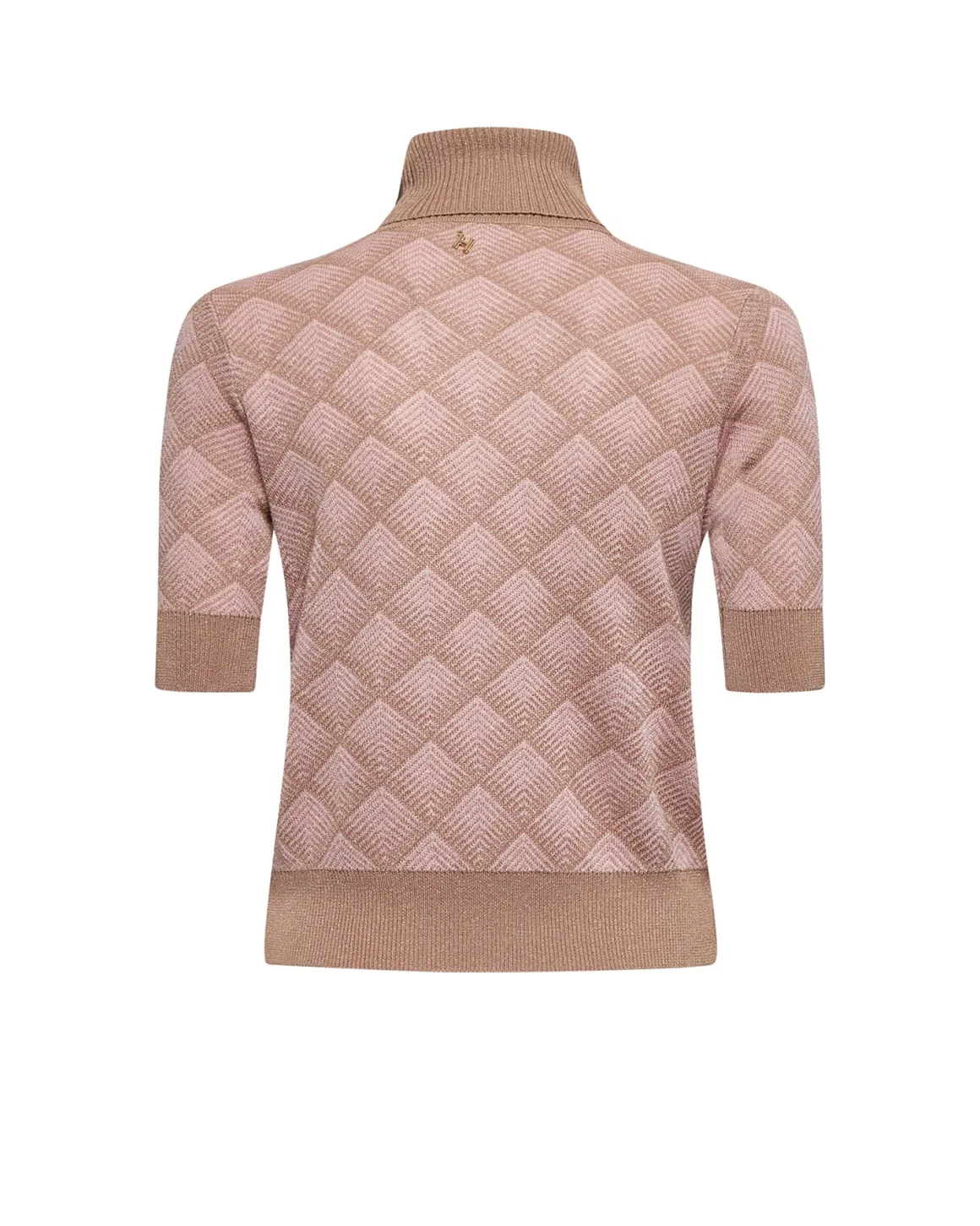 Short-sleeved shirt with diamond pattern