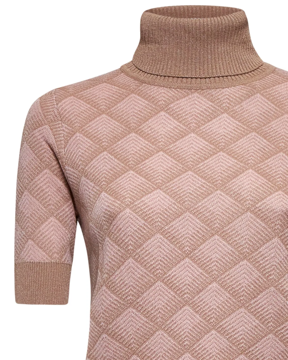 Short-sleeved shirt with diamond pattern