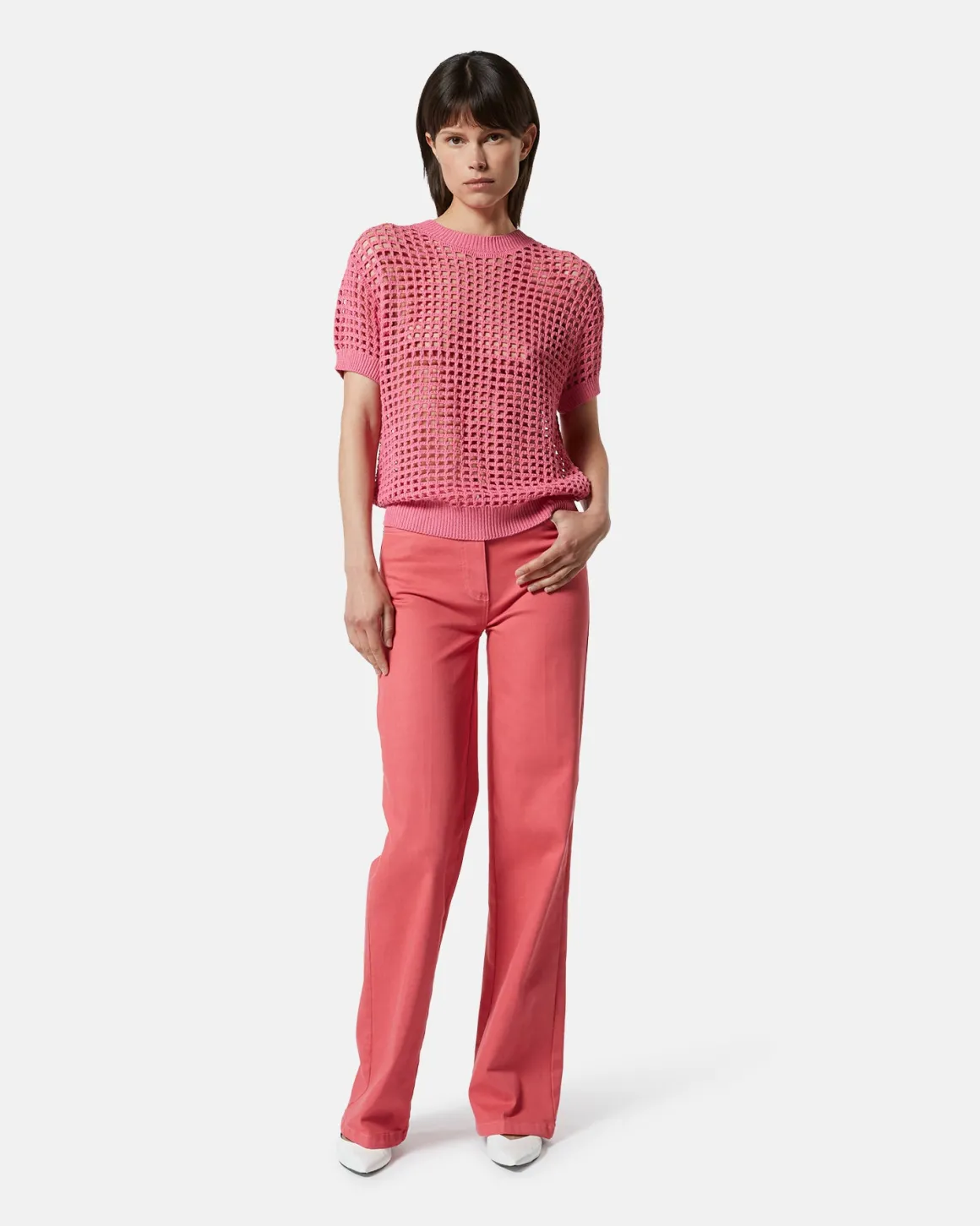 Shrogged cotton short -sleeved shirt