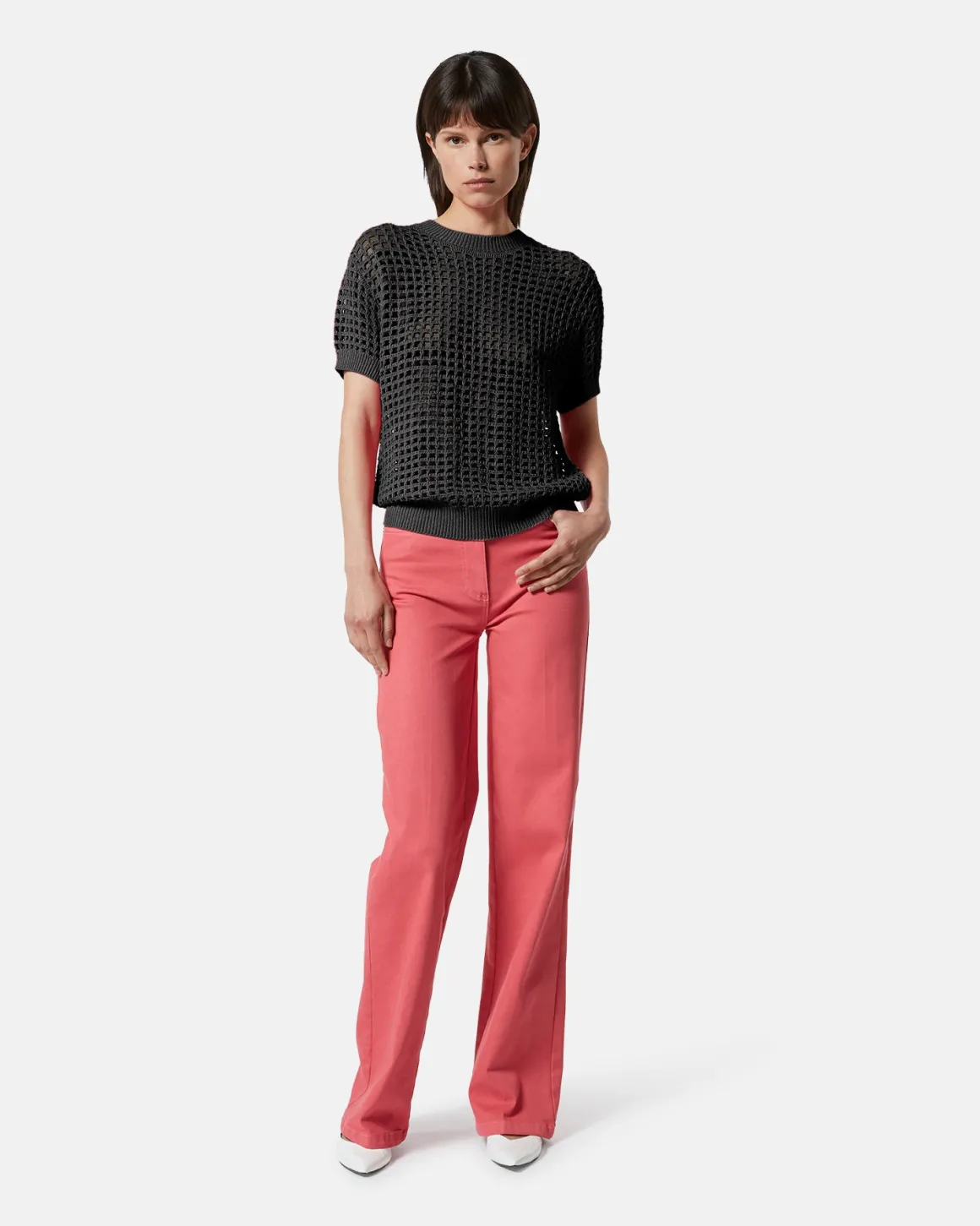Shrogged cotton short -sleeved shirt