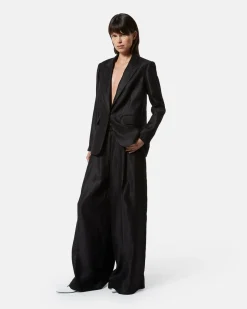 Single -breasted oversize blazer in 100% linen