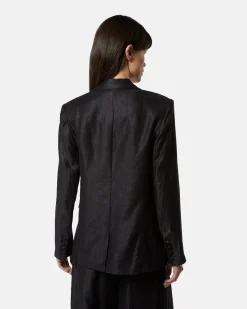 Single -breasted oversize blazer in 100% linen