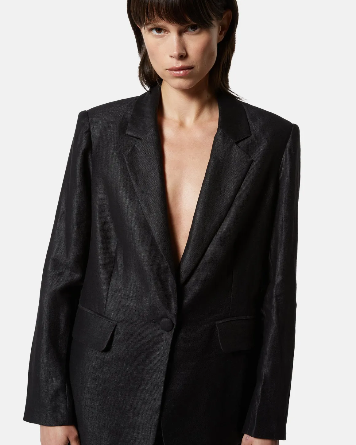 Single -breasted oversize blazer in 100% linen