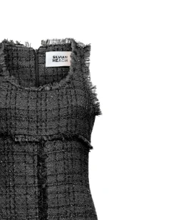 Sleeveless dress with fringed details
