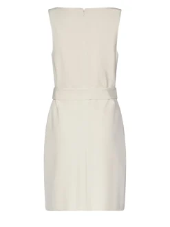Sleeveless dress with matching belt and clean lines