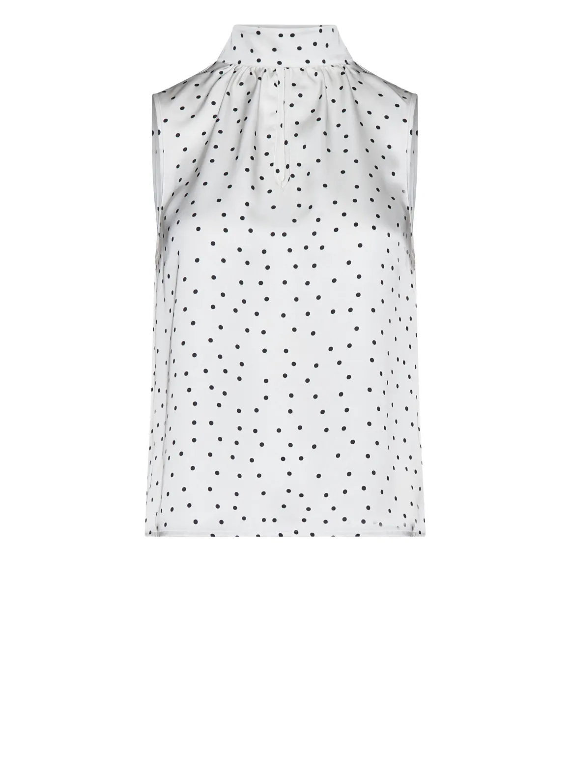 Sleeveless top with high neck and micro motif
