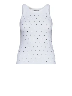 Sleeveless T-shirt with all-over micro pattern and refined design