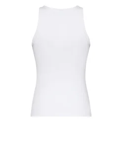 Sleeveless T-shirt with an essential design and discreet signature