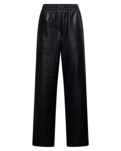 Straight leather-effect trousers