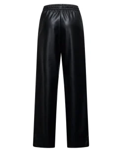 Straight leather-effect trousers