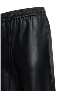 Straight leather-effect trousers