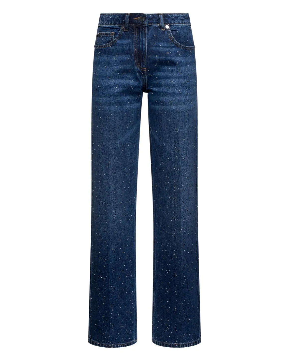 Straight leg jeans with rhinestones