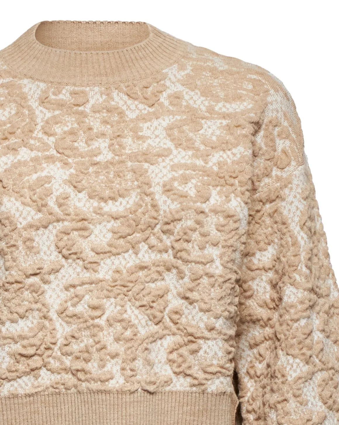 Sweater with embossed floral motif