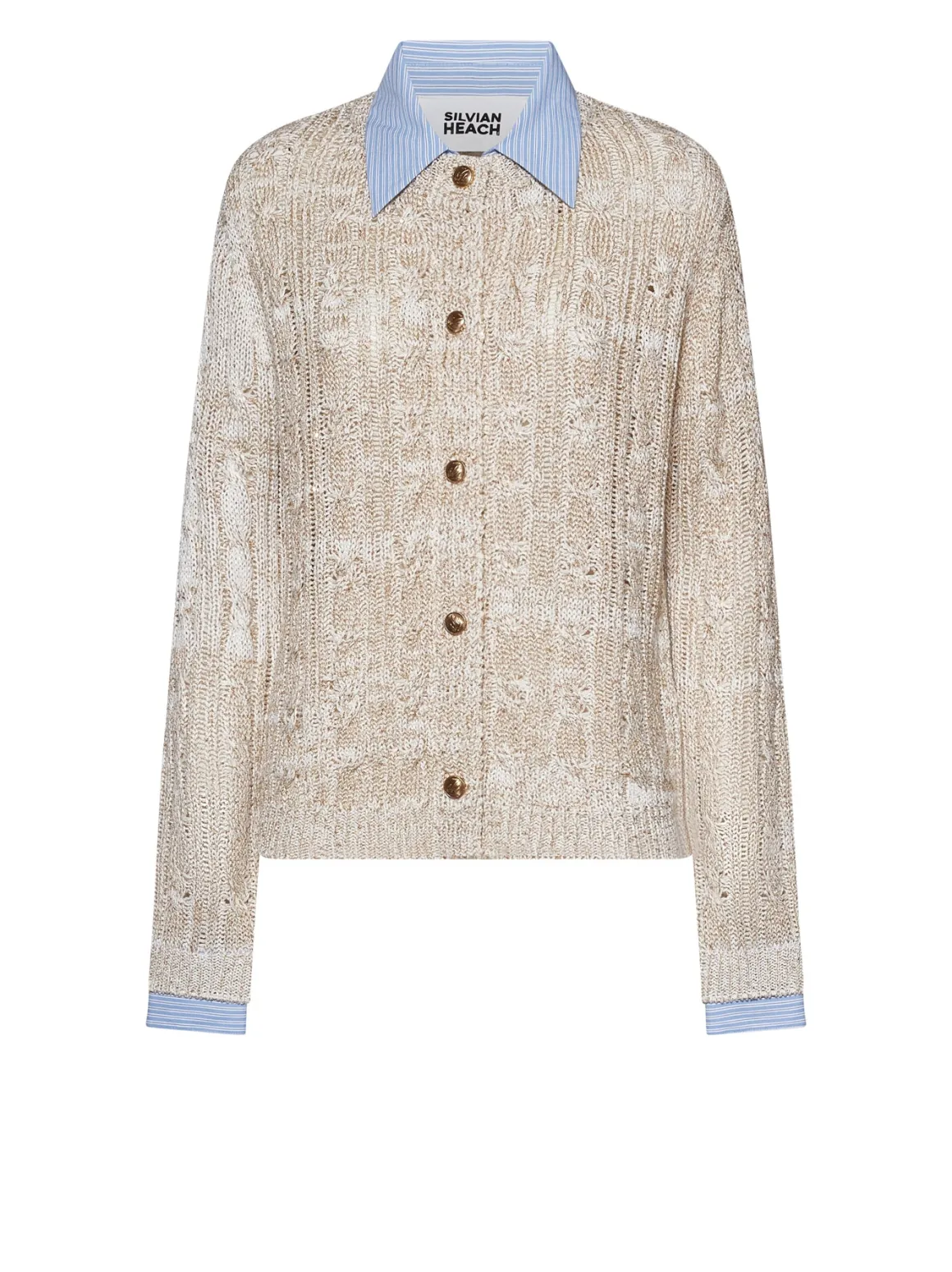 Sweater with layered effect and front closure
