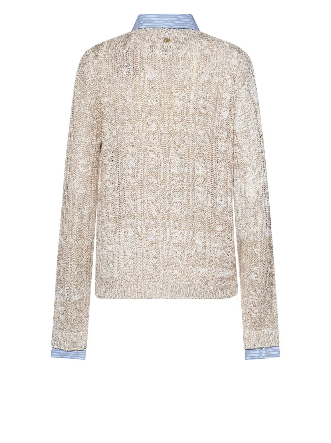 Sweater with layered effect and front closure
