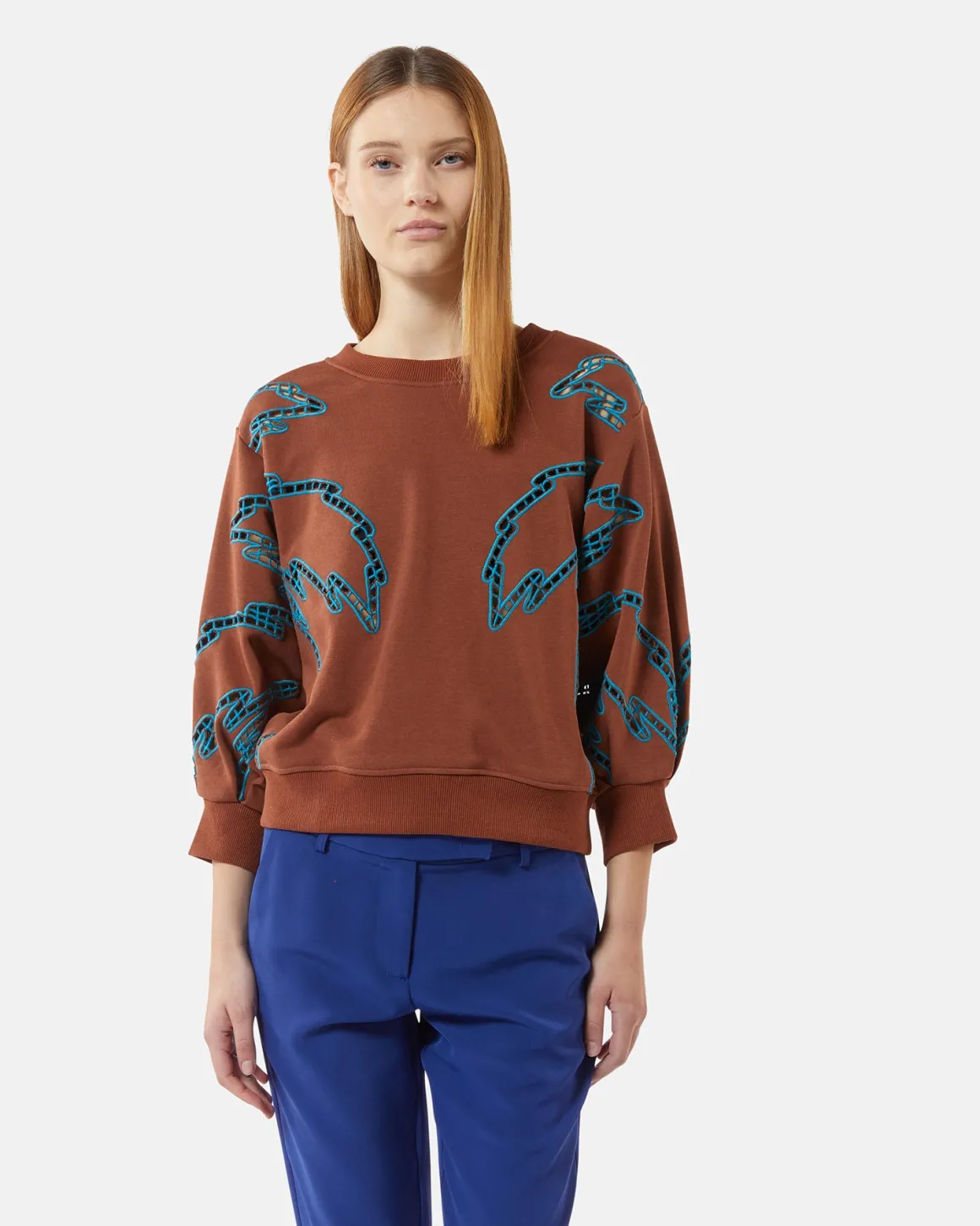 Sweatshirt with contrasting embroidered details