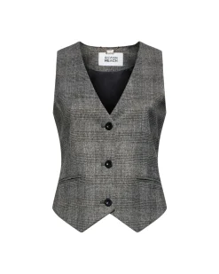 Tailored vest with micro-check pattern