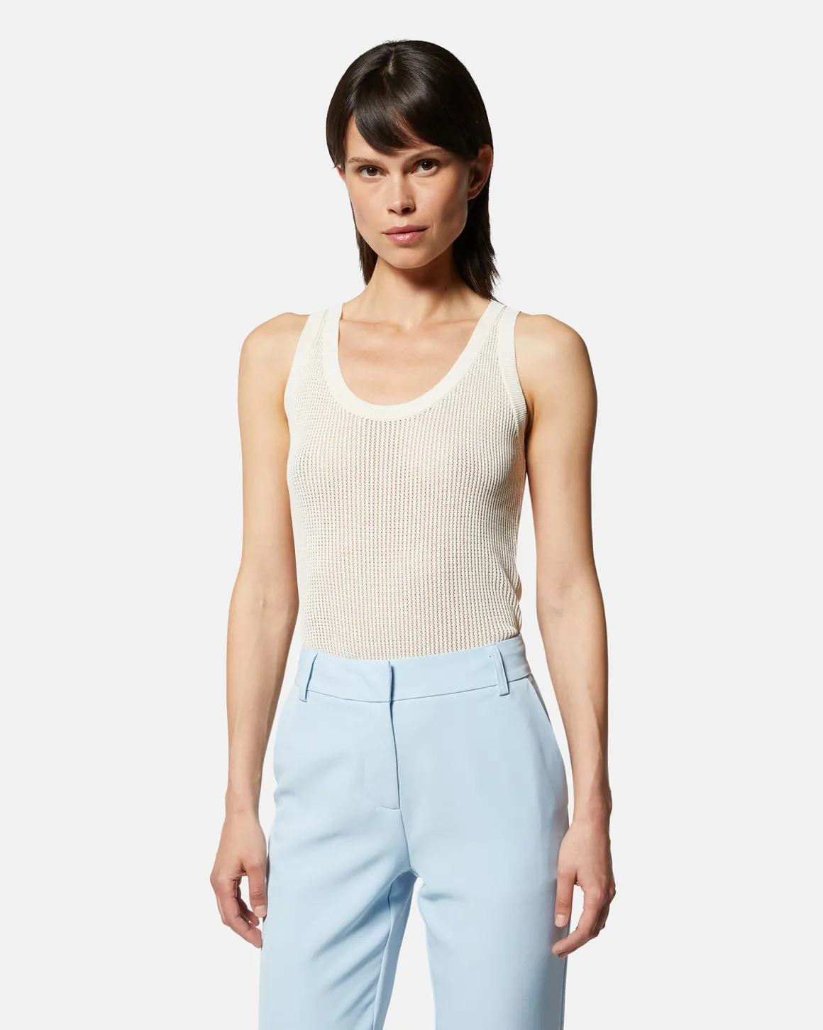 Tank top in a perforated jersey