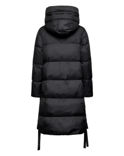 Technical down jacket with hood and drawstring
