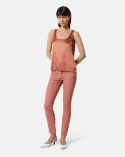 Top in Satin with round neckline