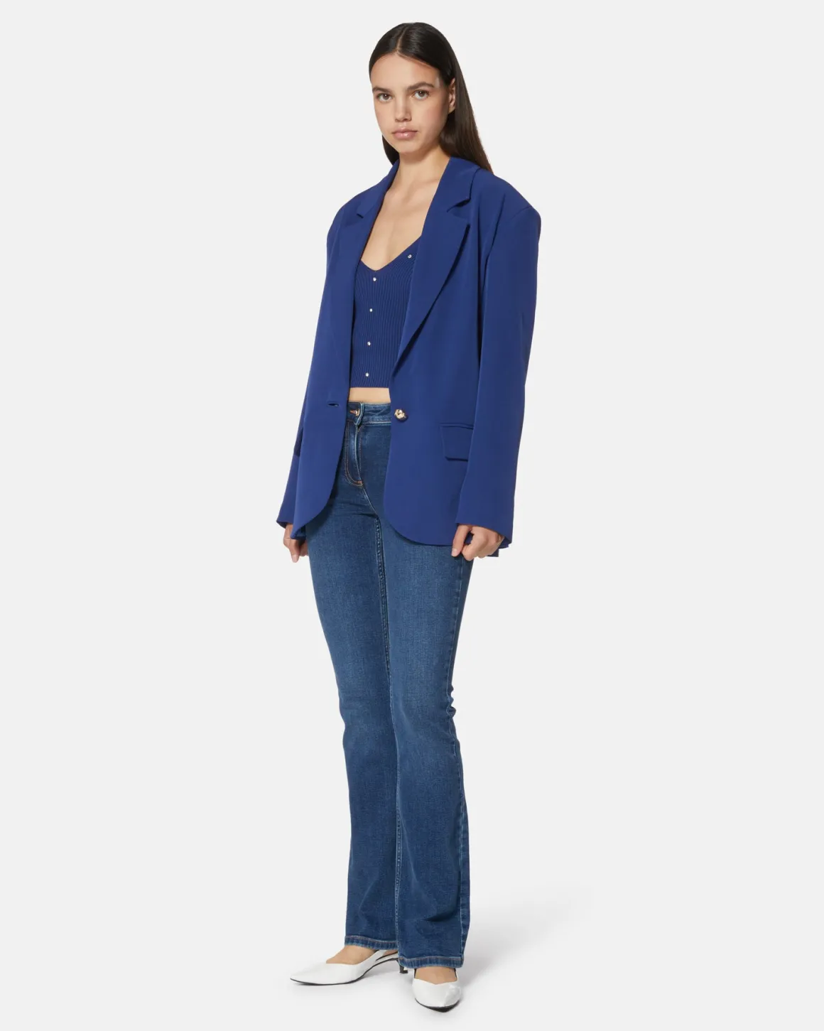 Top in shirt with applied pearls