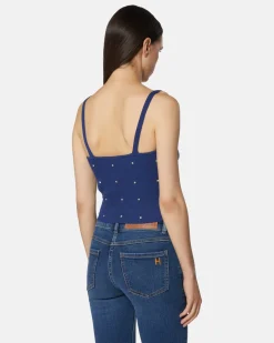 Top in shirt with applied pearls
