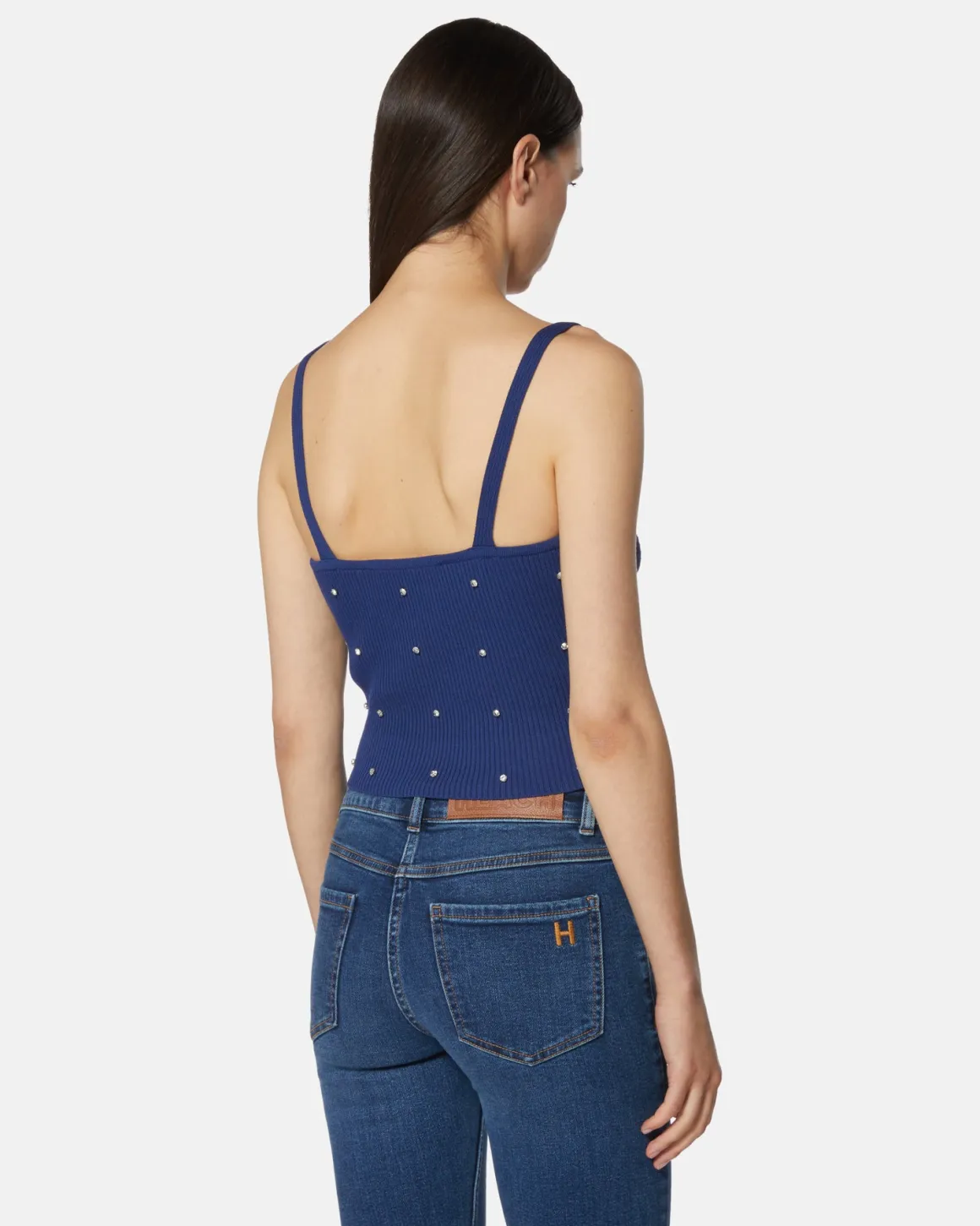 Top in shirt with applied pearls