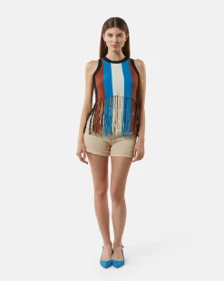 Top in shirt with multicolor fringes