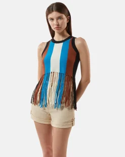 Top in shirt with multicolor fringes