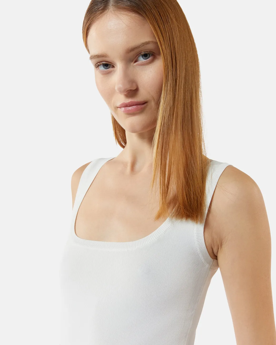 Top in shirt with square neckline