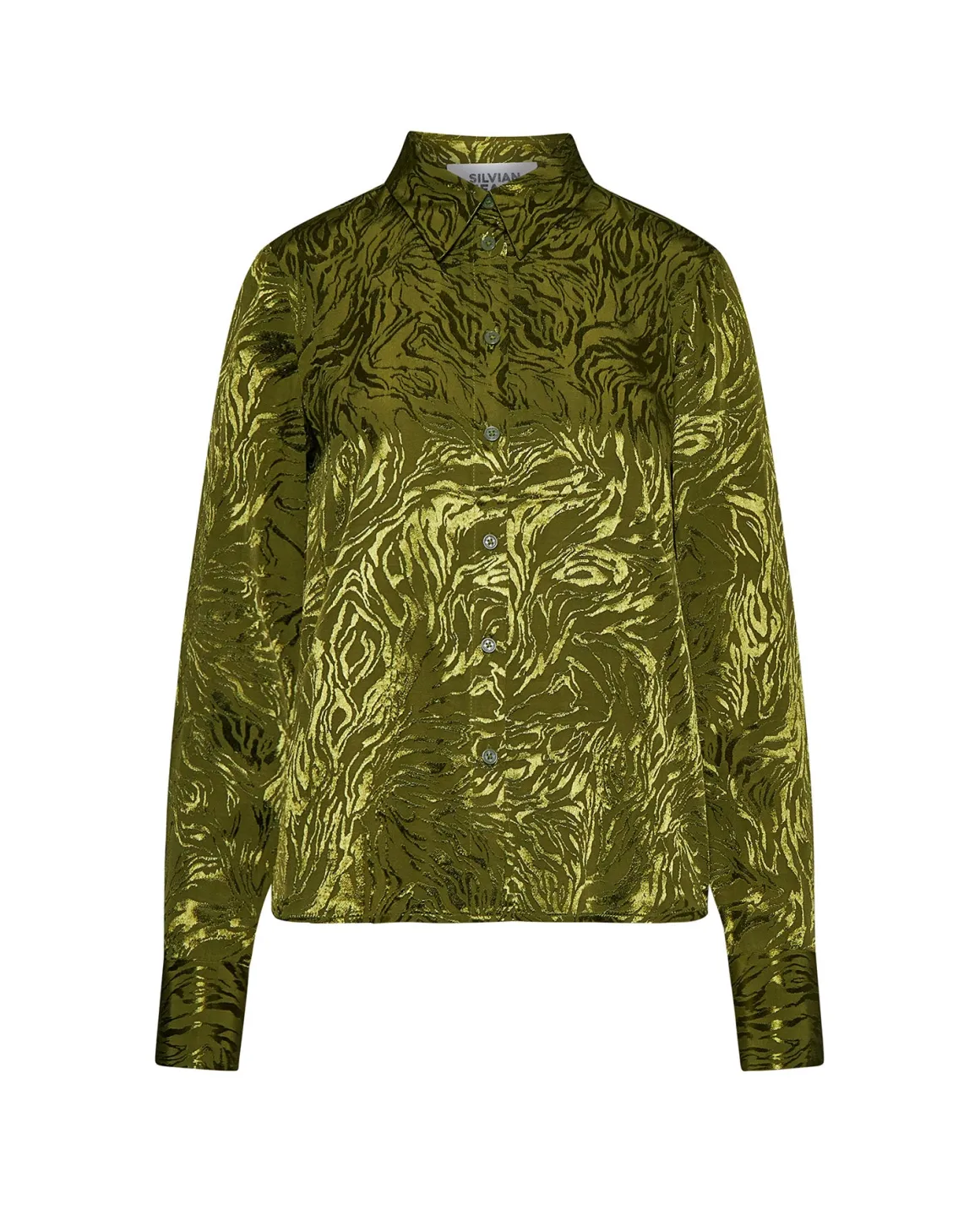 Top with decorative pattern and structured collar