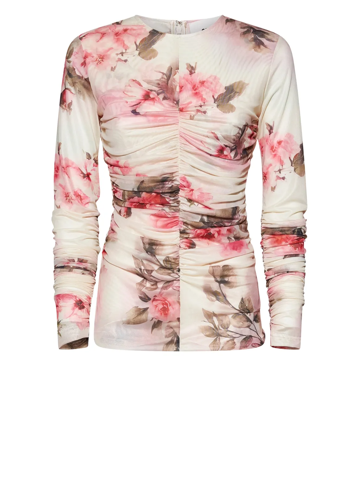 Top with floral pattern and draped design