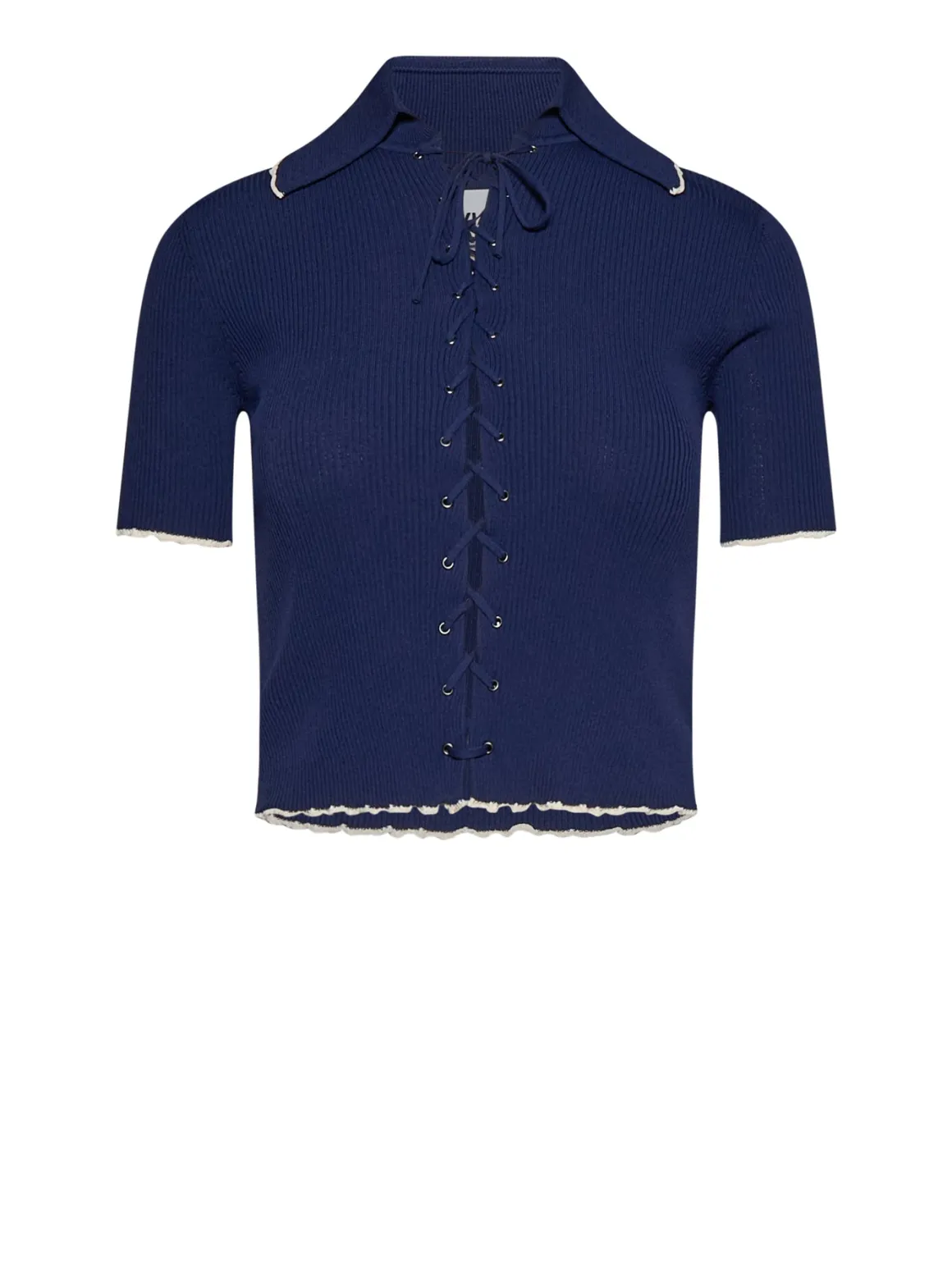 Top with front lacing and structured collar