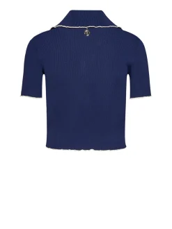 Top with front lacing and structured collar